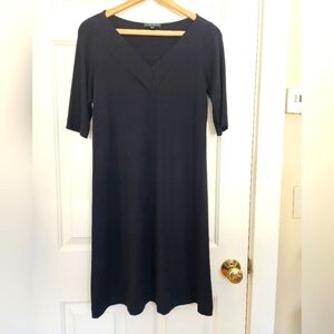 Eileen fisher shift dress black size small petite vneck pullover capsule classic